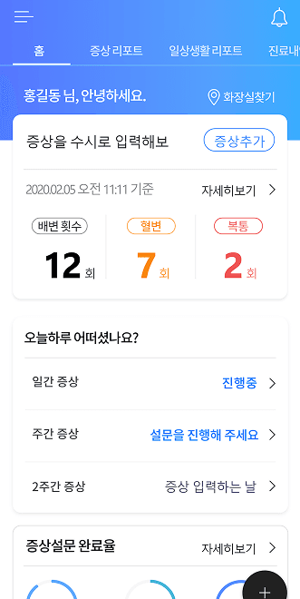 증상 요약 대시보드