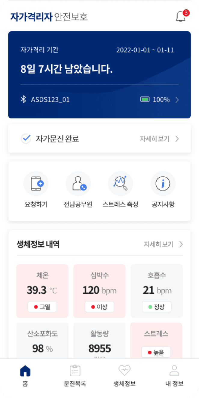 자가격리 앱 대시보드